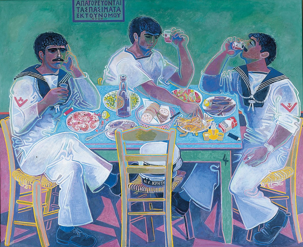 John Craxton - 1922-2009 - Still life with sailors in Crete